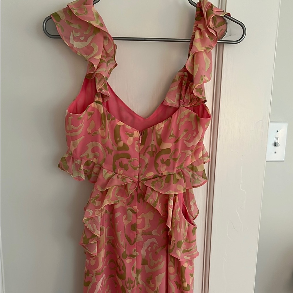 Elegant Pink Ruffle Dress - Picture 5 of 5